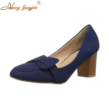 

Nancyjayjii Female Shoes Woman Pupms Flock Solid High Square heels Pointes Toe Slip-On Buterffly-knot Casual Fashion Leisure