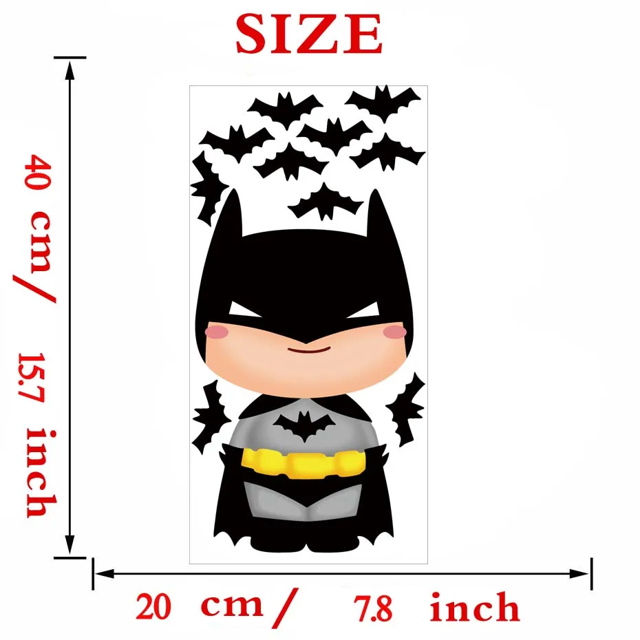 Cartoon Color Superman Batman Wall Stickers Cute Creative Decals Decoration For House Kids Nursery Baby Room Murals Vinyl Art  (7)