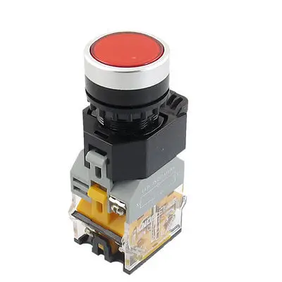 

NO NC AC 220V Red LED Light Self Lock Push Button Switch 22mm 415V 10A