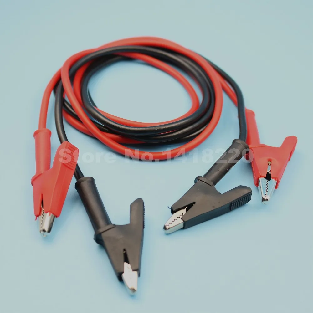 1pair 1M Black/Red Insulated Double End Crocodile Alligator Clip Multimeter Probe Electrical