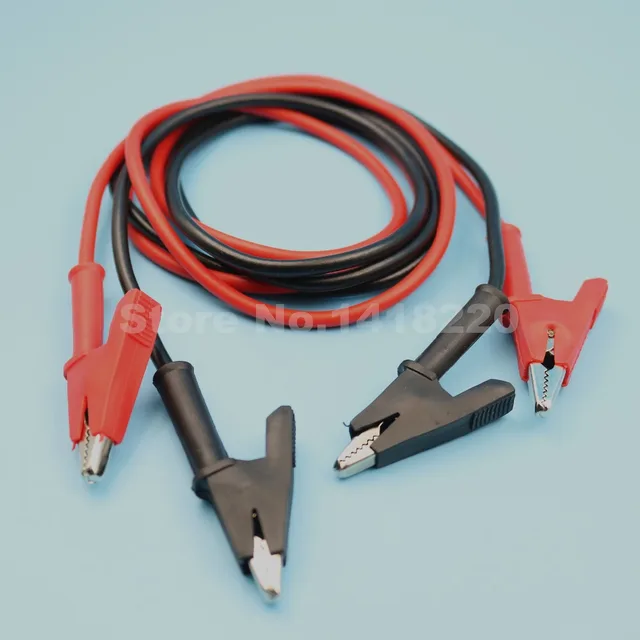 1pair 1M Black/Red Insulated Double End Crocodile Alligator Clip ...