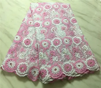 

african lace fabric pink and white beaded lace fabric embroidered french net lace with beads for party dress