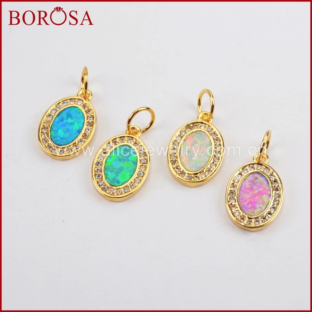 Borosa Мода Druzy блестящие Micro Pave CZ Кристалл Spacer овальные Форма искусственный опал