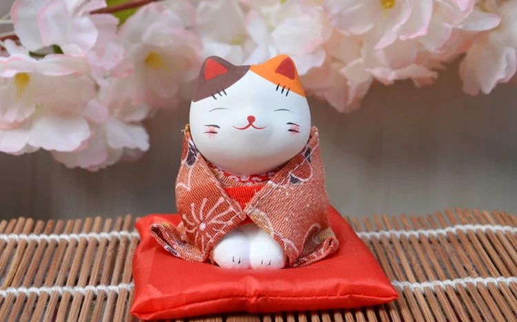 3 шт. фигурки счастливого кота японское кимоно Maneki Neko гипсовые украшения животные котенок миниатюры украшение дома бизнес подарок