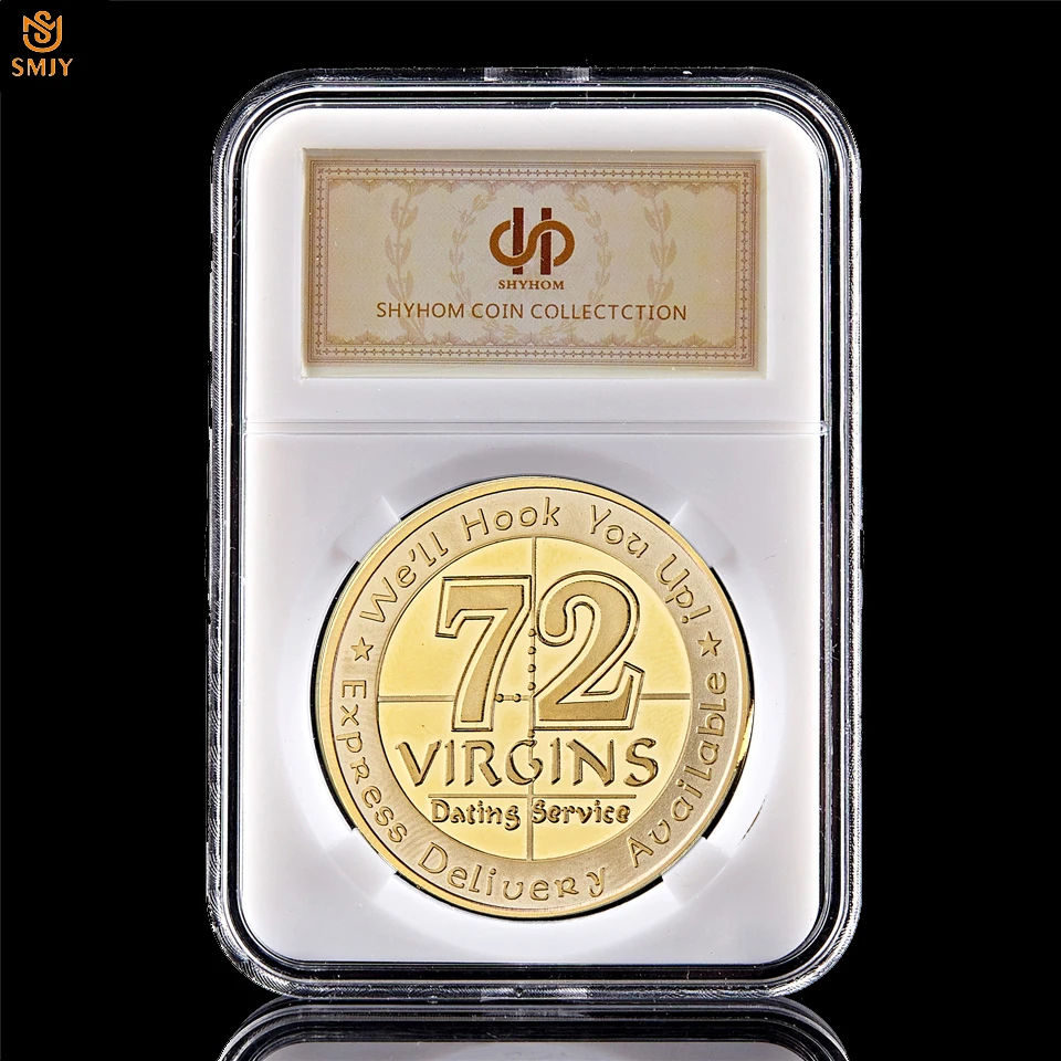 

USA Army Marine Corps Military Challenge Souvenir US 72 Virgins Dating Service Gold Token Collectibles Coin W/PCCB Box