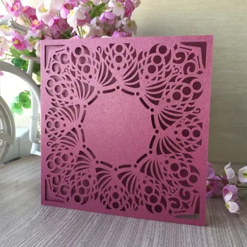 

30pcs/lot Laser Cut Hollow Out Flower Invitations Card Wedding Decorations Birthday Party Card Thank You Rewards Gift