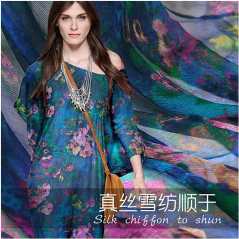 

Digital Printing Silk Chiffon Georgette the Cloth Fabric for Sewing Apparel Fabrics Clothes Flower Material Dress Textile Metre