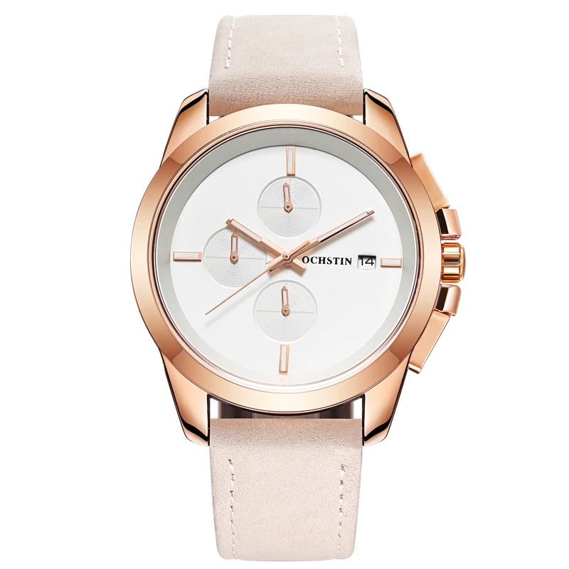 OCHSTIN Men Watches Top Brand Luxury Male Leather Waterproof Sport Quartz Chronograph Military Wris