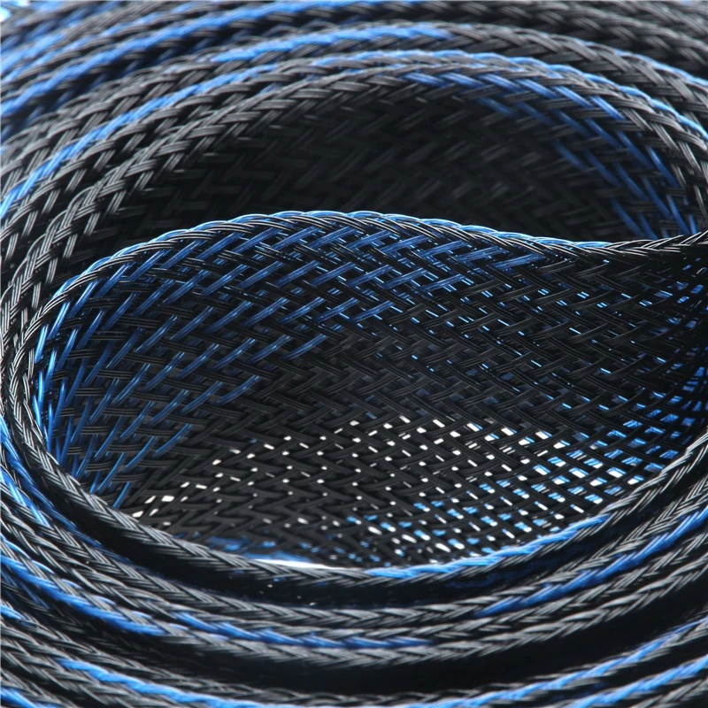 5/10M кабель в оплетке с длинными рукавами синего и черного цветов 2/4/6/8/10/12/15/20/25 мм ПЭТ нейлон высокой плотности обшивки изолированный провод кабель защиты