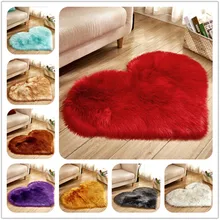 Высококачественный мягкий искусственный коврик из овчины, покрытие для стула, искусственная шерсть, теплый ковер с длинным ворсом, 16 цветов, моющийся коврик сердечко