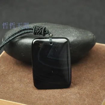 

Factory direct sales of natural Brazilian black chalcedony pendant male jewelry JADES jewelry free to send chain