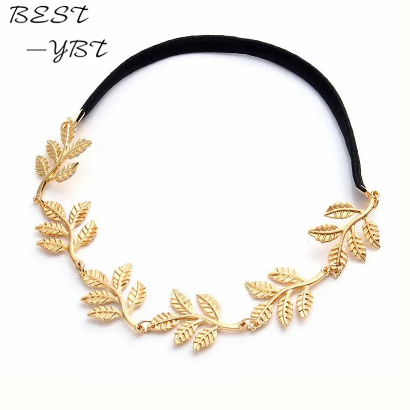 

Fashion Gold Alloy Romantic Olive Branch Leaves Head Bands For Women Elastic Hair Accessories Jewelry