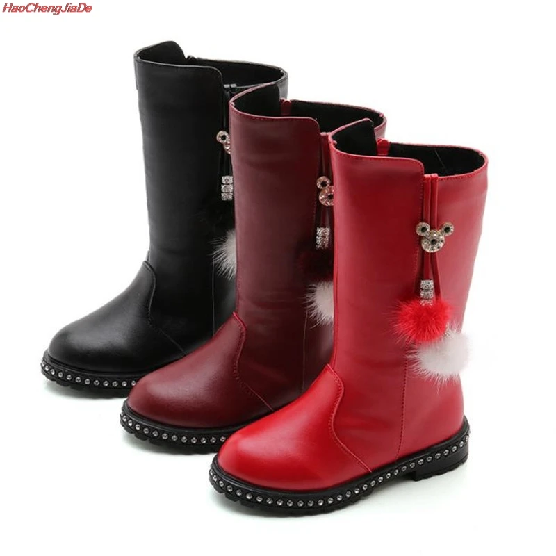Baratos Nuevo grueso invierno niños botas de combate niñas niños botas de felpa niñas otoño botas altas niños invierno zapatos de nieve talla 27 37