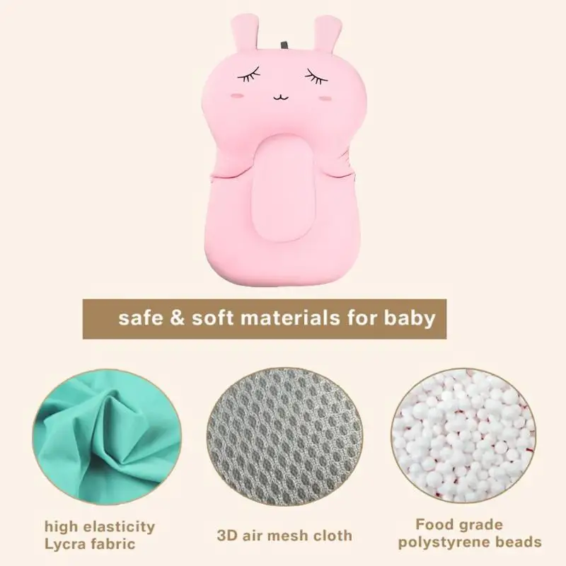 Cartoon Baby Bath Mat Non-Slip Security Baby Bath Tub Newborn Bathtub Seat Infant Foldable Support Cushion Mat Baby Care Safety