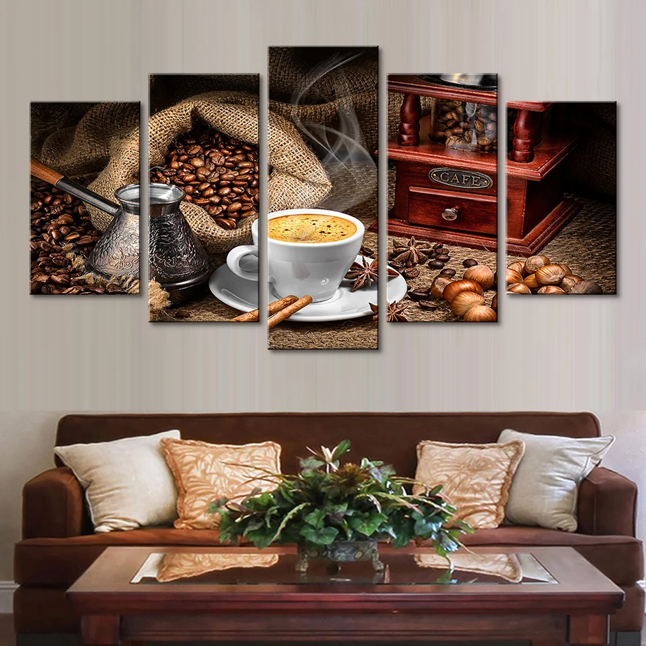 

Canvas Wall Art Pictures For Living Room Framework 5 Pieces Coffee Artistic Painting Modular HD Prints Kitchen Poster Home Decor