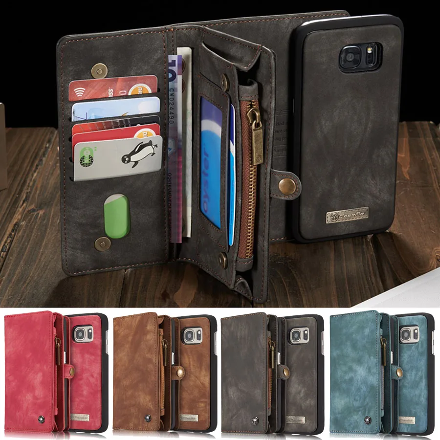 

Phone Case For Samsung S7 Edge S8 S9 S10 Plus S10E Note 8 9 case Multi-functional Wallet Genuine Leather Magnet Flip Cover Case