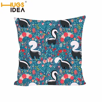 

HUGSIDEA 50*50cm Cushion Cover 3D Squirrel Flowers Printed Modern Throw Pillow Cover for Bedroom Home Decor Throw Pillow Case