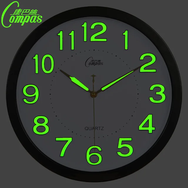 14 inch glow in the dark wall clock modern design with