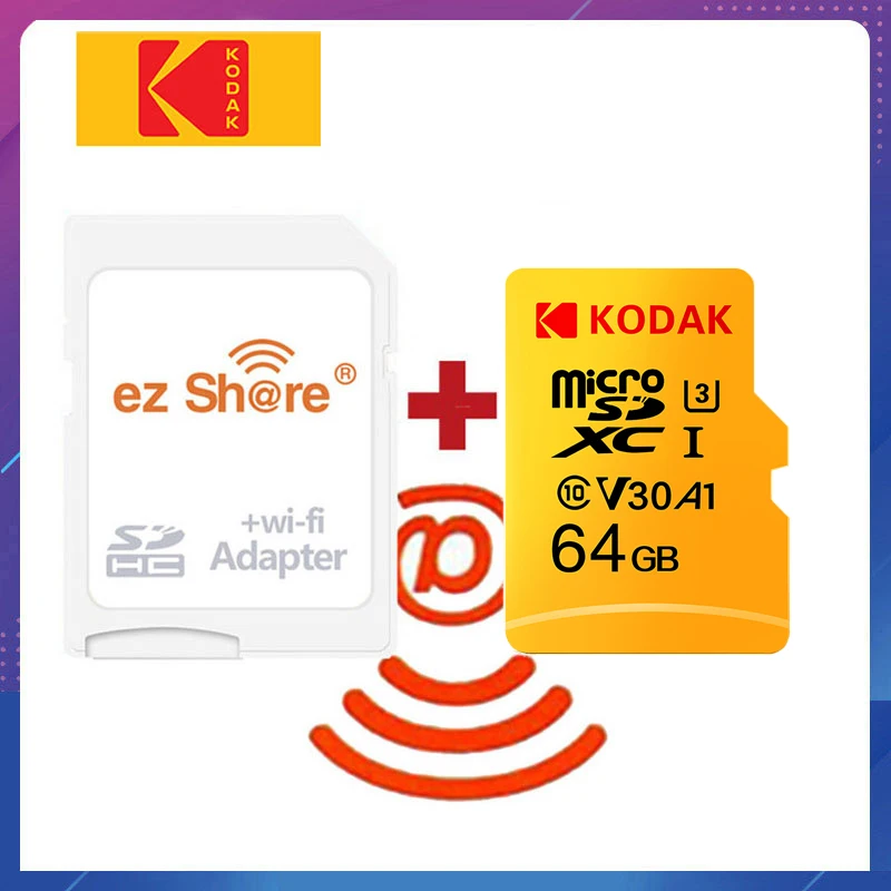 ezshare Wireless wifi adapter+Kodak Micro SD Card 32gb class10 U3 4K V30 microsd wireless TF 64gb 128GB Memory | Компьютеры и офис