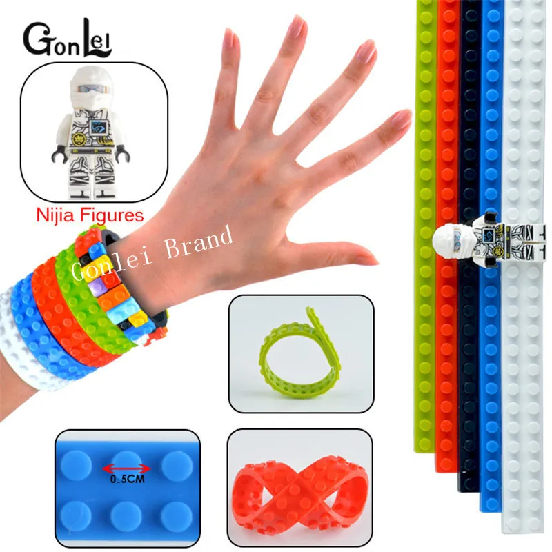 

NEW Silicone Loops Baseplate Compatible with DIY Educational Toys Funny Batman NijiagoIngly Bracelet Frame Brick Parts