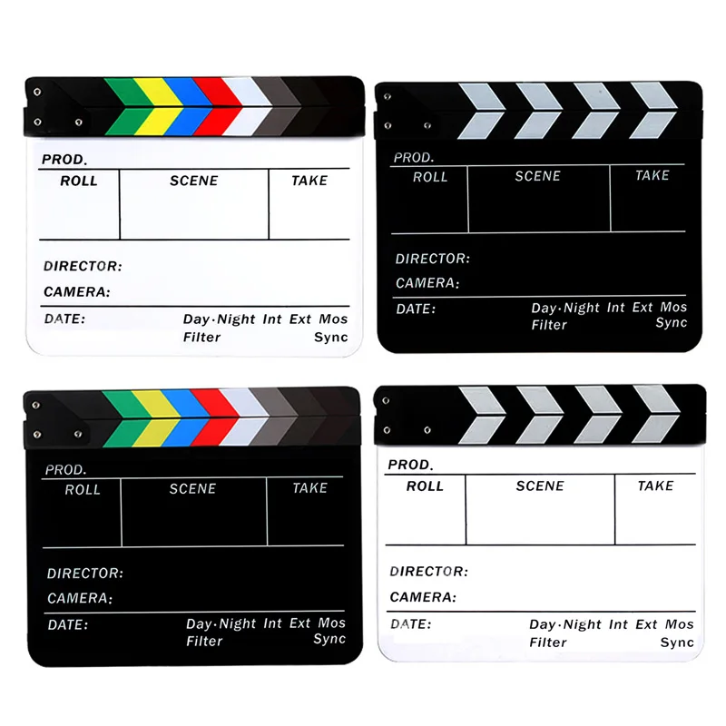 

Photography 10x12" /30*25cm White/Black Action Acrylic Clapboard TV Video Director Film Movie Clapper Advertising Shooting Board