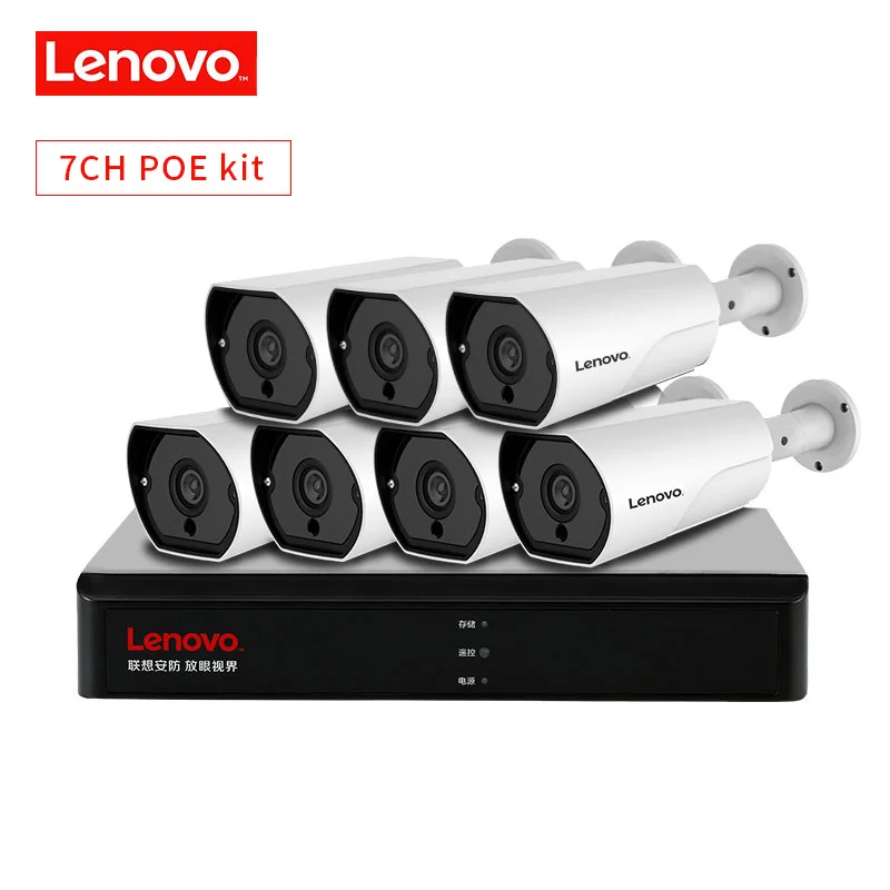 LENOVO 1080P POE NVR комплект 2.0MP HD CCTV камера безопасности Система аудио монитор ip-камера P2P уличная система видеонаблюдения - Цвет: 7CH POE NVR kit