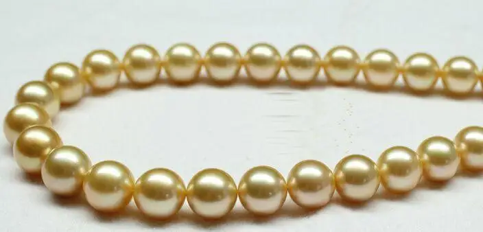 

19" Huge 18"8-9mm natural south sea genuine GOLD round pearl necklace gh8188 (0926)