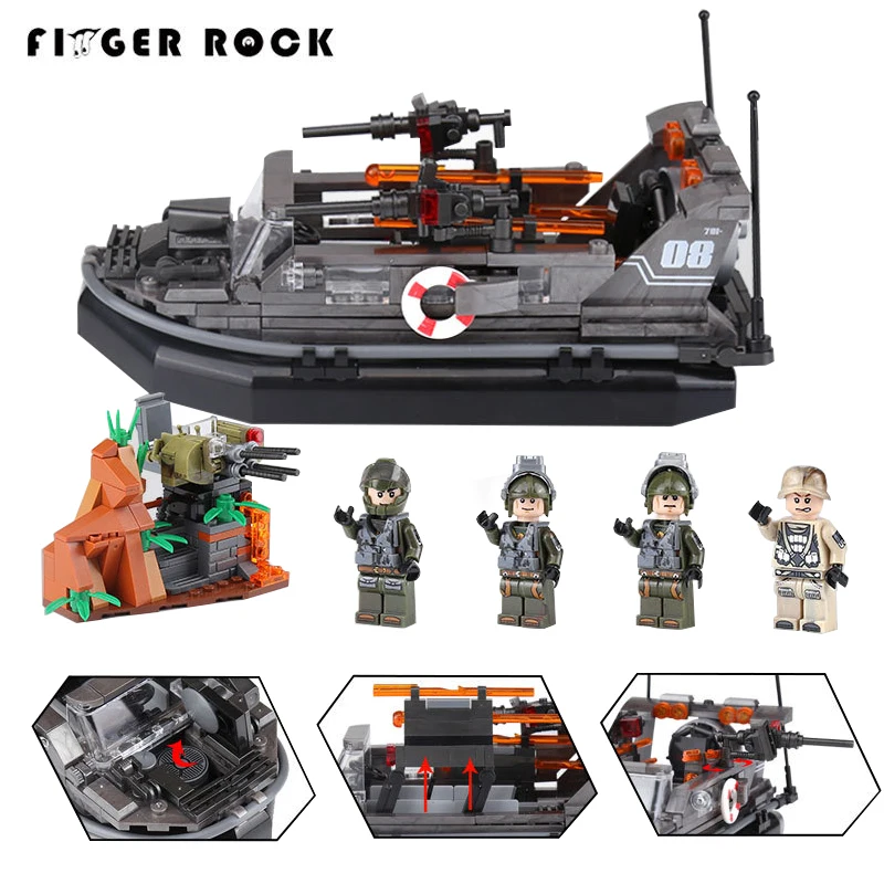 

06017 Genuine Military MOC Series The Assault Boat Set Model Building Kits Educational Teachic Toys Figures Gift For Kids
