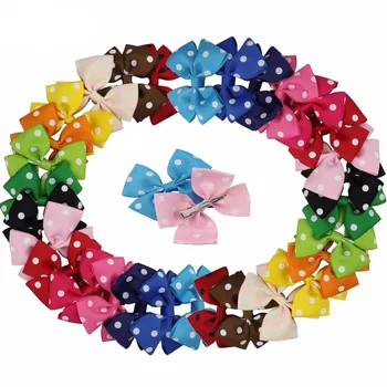 

30pcs/lot Girls Pinwheel Hair Bow Clips Polka Dot Hairbow with Alligator Clips Handamde Hair Accessories Mixed 15 color