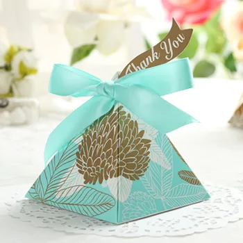 

50pcs/lot High-quality Pine Flower Pyramid Candy Boxes Wedding favors Gift Box Wedding Party Favor Decoration Free shipping