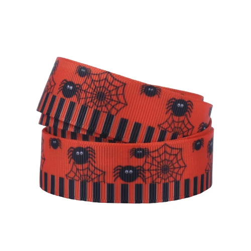 

FLRA Ribbon Holiday ribbons spider printed Halloween grosgrain ribbon