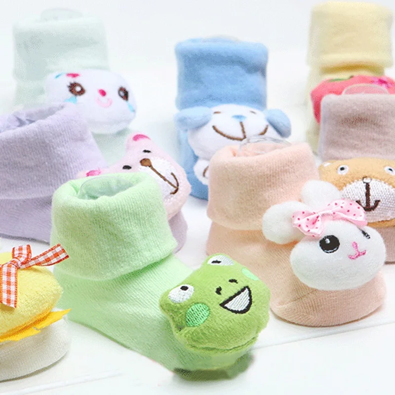 

1 Pair Fashion Cartoon Newborn Girl Boy Anti-slip Socks Slipper Shoes Boots 0-12 Months Random color Comfort Soft Socks
