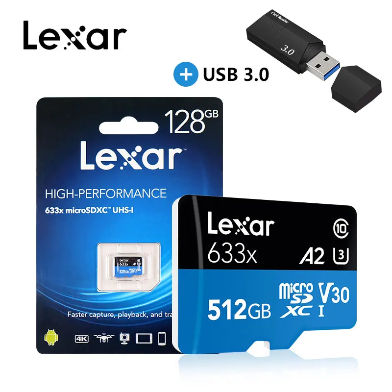 Lexar micro sd карта 633x UHS-I карта памяти 512 ГБ Популярные micro sd карты для смартфонов/камера Высокая скорость/качество