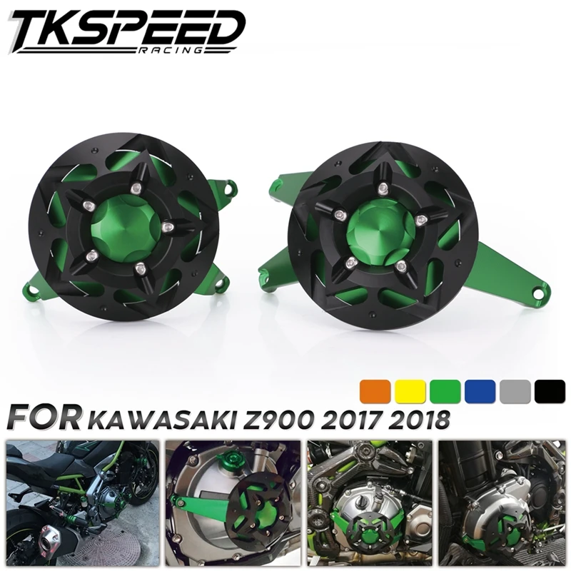 

Motorcycle CNC Aluminum Engine Guard Side Stator Case Guard Protector For Kawasaki Z900 2017 2018 Green Black Blue Red Titanium