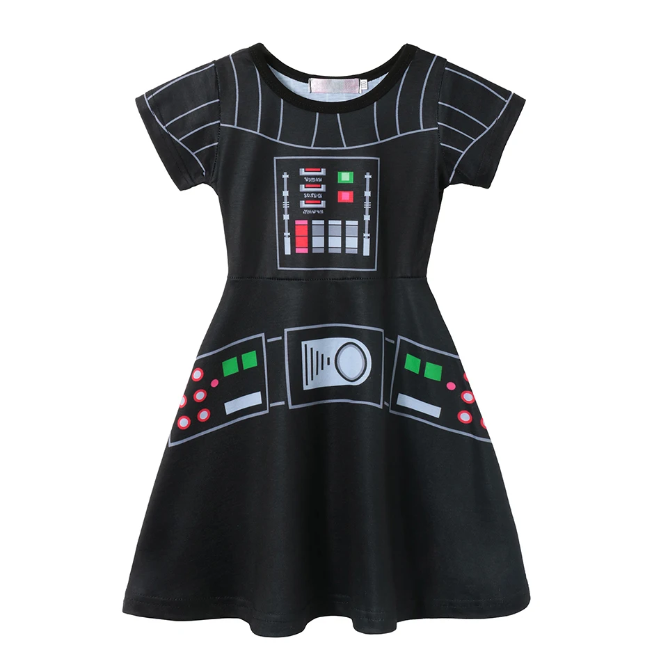 

Girls Black Knight Dress Star War Costumes Kids Casual Summer Cosplay Clothes Children Party Halloween Dress up for 2-7 Yrs
