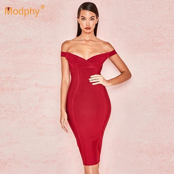 

2019 Summer Sleeveless Strapless Bandage Dress Sexy Red Tank Bodycon Dress Club Costume Celebrity Party Dress Vestidos