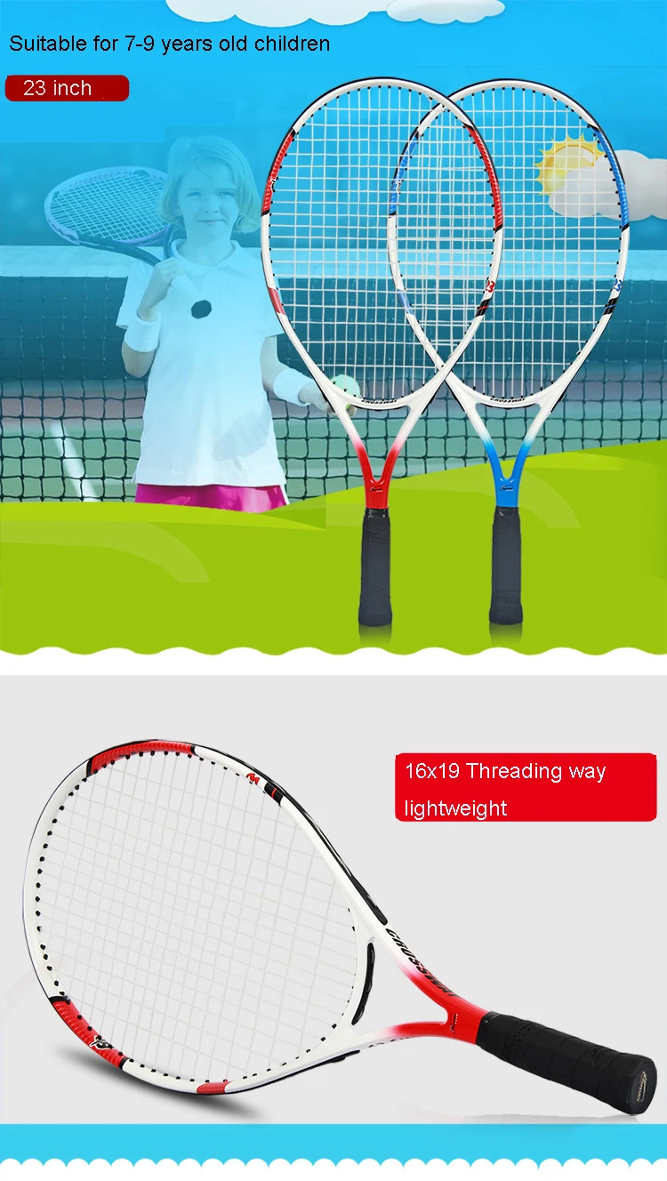 23 дюймов Теннисная ракетка ультра-легкие tenis masculino Углеродные волокна ракетки поверхность для детей 7-9 лет Теннисный захват Размер 4