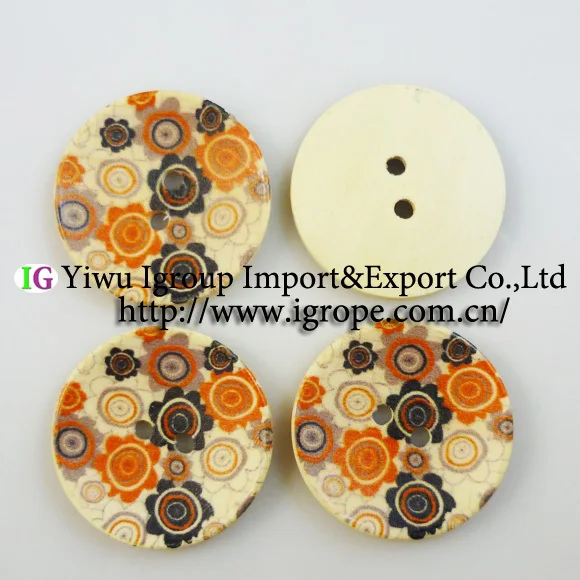 

20PCS 30MM colour flower painting Wood color wooden buttons boots coat sewing clothes accessories MCB-352