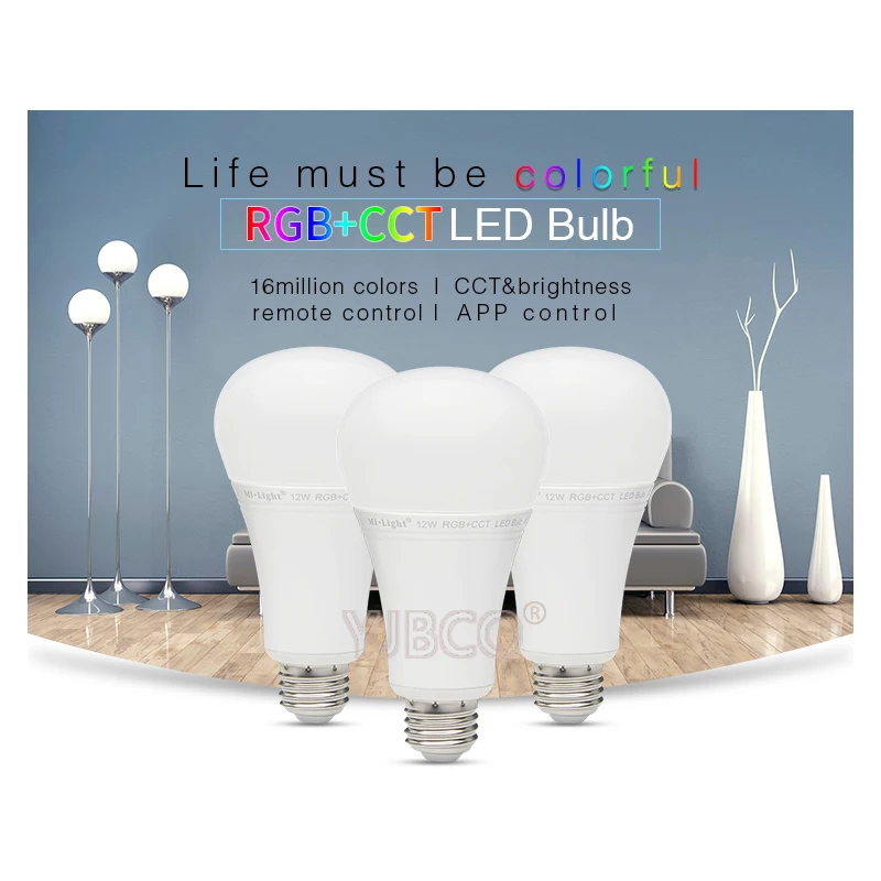 FUT105 E27 12 Вт RGB + CCT светодиодный смарт лампочки Беспроводной затемнения светильник