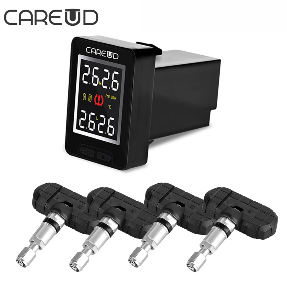 CAREUD U912 TPMS Car Tire Pressure Wireless Monitoring System 4 Built-in Sensors and LCD Display Embedded Monitor For Honda Car