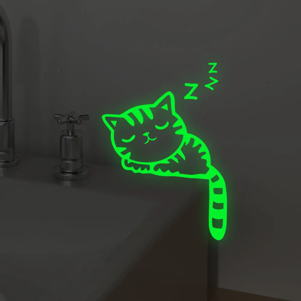 Luminous stickers  stickerBedroom Wall Decoration Switch Vinyl Art Mural Decor sleep cat Wall Sticker