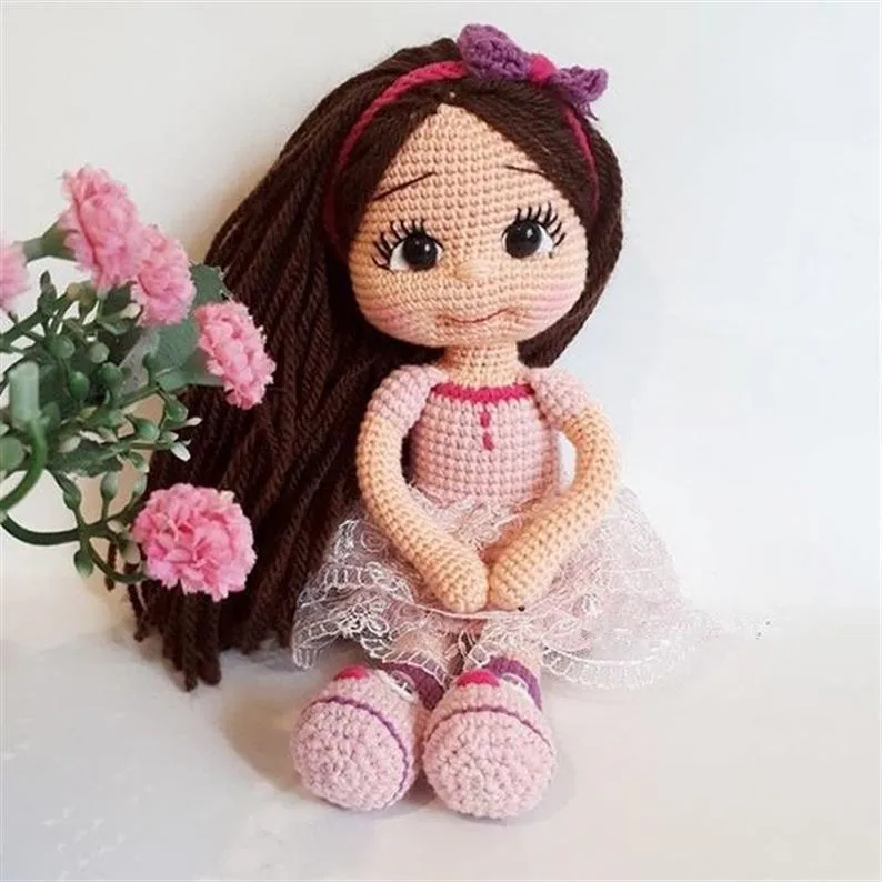 

crochet toys amigurumi handmade rattles doll girl model number DXR005