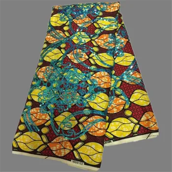 

Nice African lady dress fabric with sequins cotton new wax cloth series WFS11 (6yards/lot)
