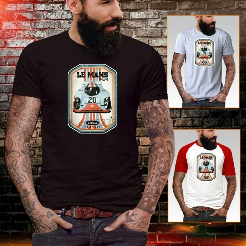 

le mans t shirt 917 steve mcqueen german sports car Mens Top vintage RARE