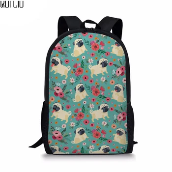 

Customized Children's Schoolbag Satchel Kawaii Pug Printing for Teenager Boys& Girls Orthopedic School Backpack Bookbag Animal