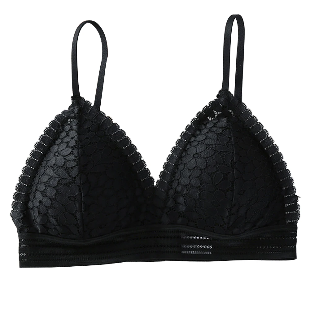  Lightweight Sexy Women Bra Thin Breathable French Style Lace Solid Adjustable Strap Deep V Back Cla
