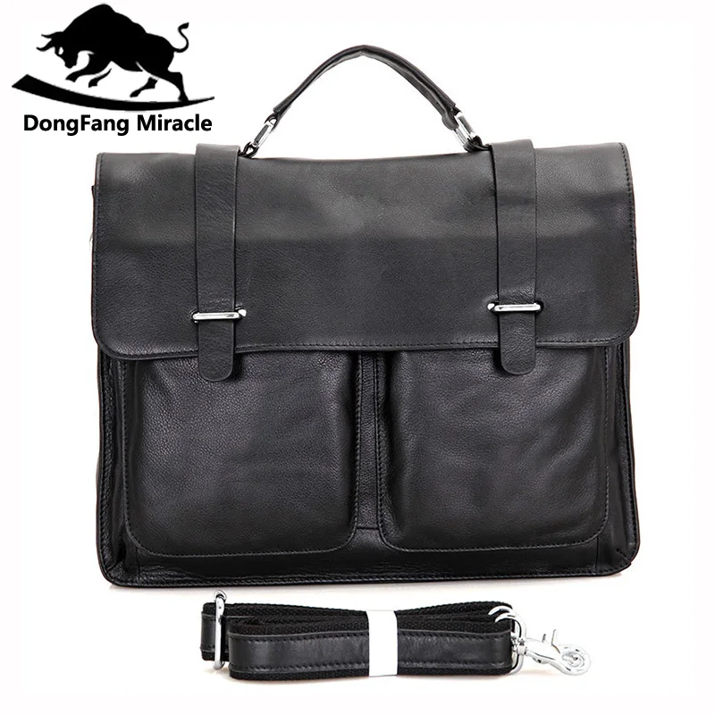 

DongFang Miracle Vintag men Briefcase Genuine leather Business Shoulder Bags Quality Stylish Brand Handbags Tote Bag for Man