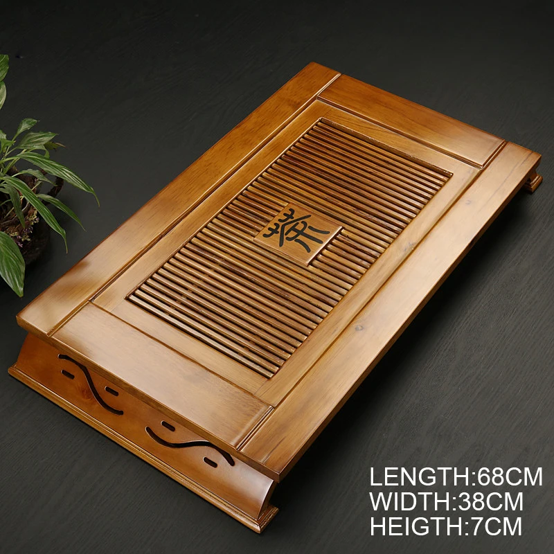  Chinese Solid Wooden Tea Tray Teaware Kung Fu Tea Set Carving Table Drawer Type Storage Drainage Te