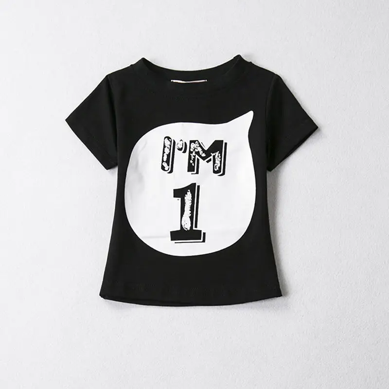 2017 New Kids Boy Girl Child T shirt Tee Tops Family Matching Birthday Clothes Im 1