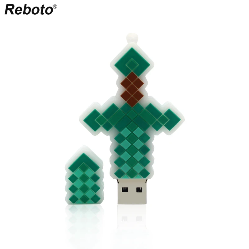 Reboto флеш-диск USB 2,0, зеленый меч, мультяшная флешка, 8 ГБ, 16 ГБ, 32 ГБ, 64 ГБ, крестовая модель, флеш-накопитель, u-диск, Memeory Stick